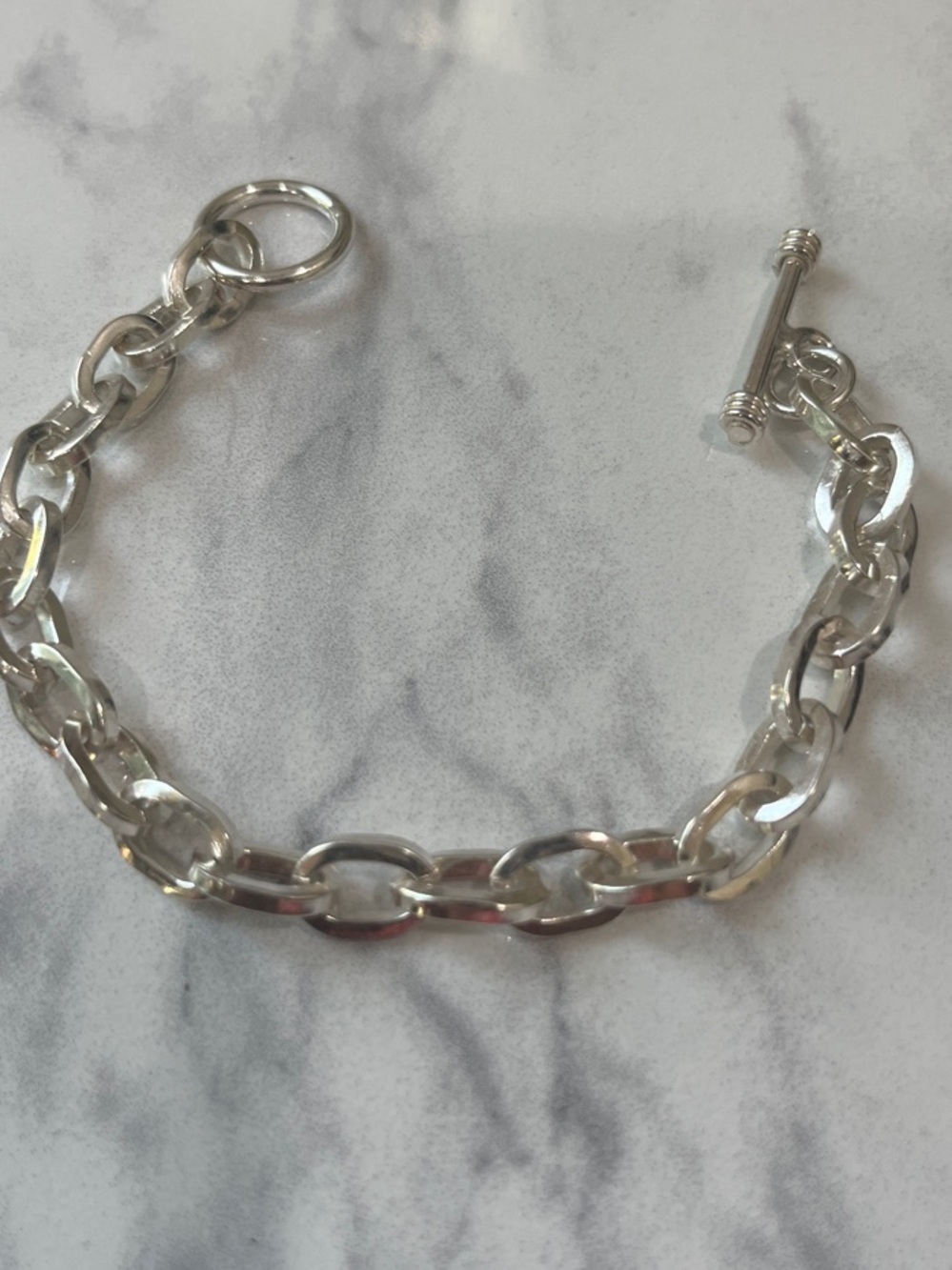 Sterling Silver Chain ChunkyToggle Bracelet - 6.5 inches